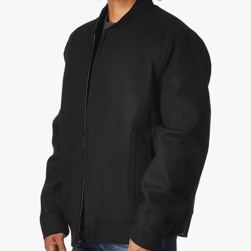 Andrew Marc Men's Barlow Melton Wool Bomber Jacket in Navy